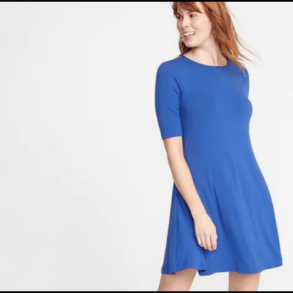 3/$30 Short Sleeve Jersey Swing Dress | Old Navy | Royal Blue | L